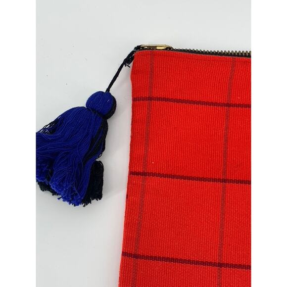 PROUD MARY Women's Orange Windowpane Tassel Clutch Wallet SZ OS - Picture 6 of 10